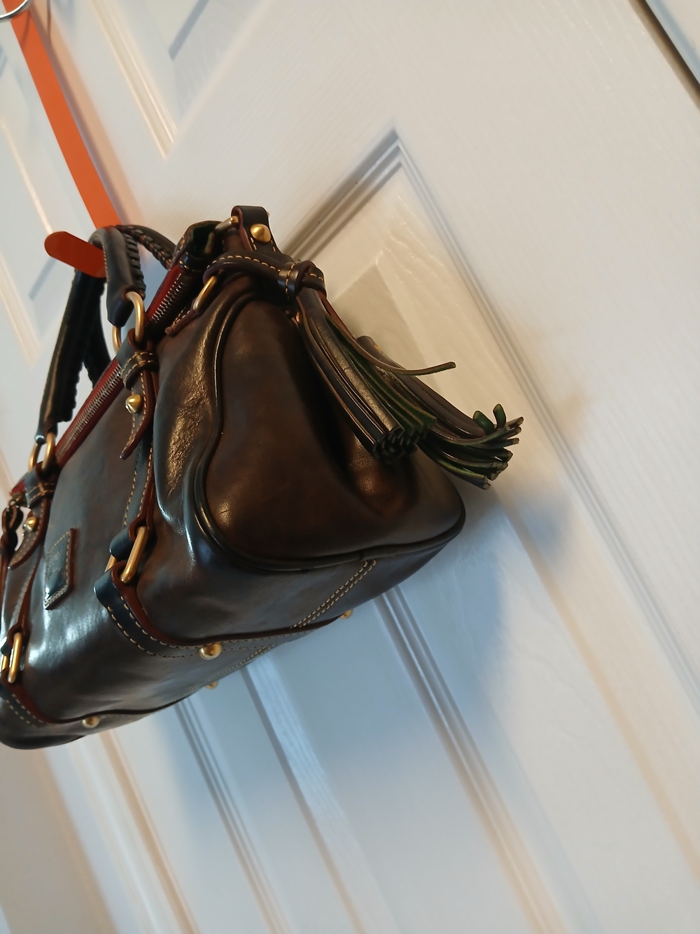 Dooney & Bourke Dark Brown Leather Satchel - Classic Bag - Picture 3 of 11